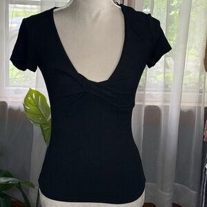 ☀️SUMMER CLEARANCE SALE☀️ Elodi Black Twist Front V-Neck Women's Top